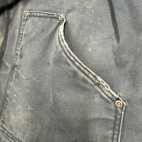 Big Smith Canvas Jacket Mens 2XL Black Chore Lined Workwear Heavily Distressed - Picture 14 of 16